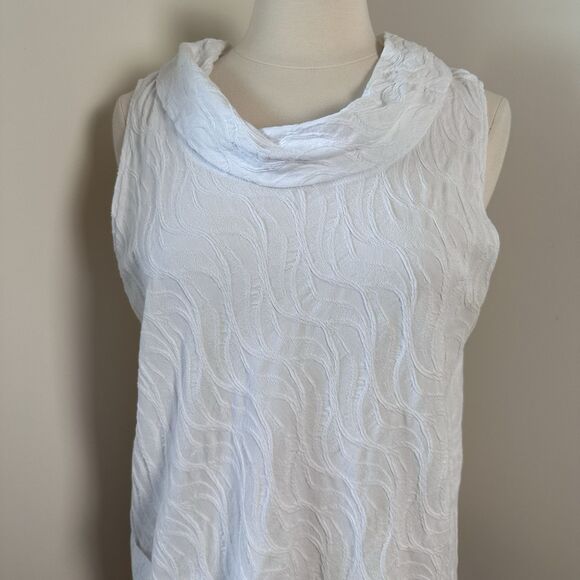 Habitat Blouse Tank Womens Large White Mock Neck Pocket Swirl Tank Top - Picture 5 of 10